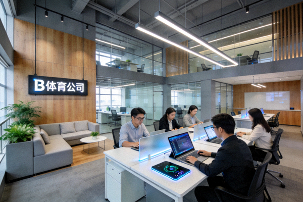 B体育公司开放式办公区环境 - 充满科技感与休闲氛围的协作空间